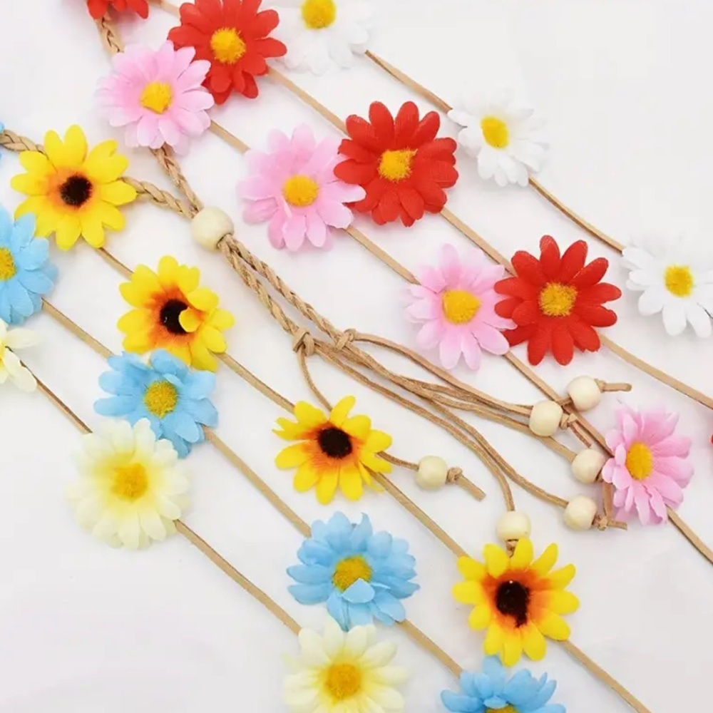 NEW| 1 Piece Chic Boho Festival Flower Tie Headband - Picture 4 of 6